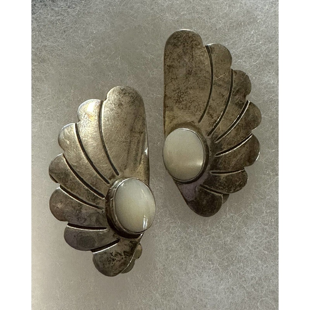 Vintage Sterling Silver Navajo Allen And Paul Boyd Clip On Earrings